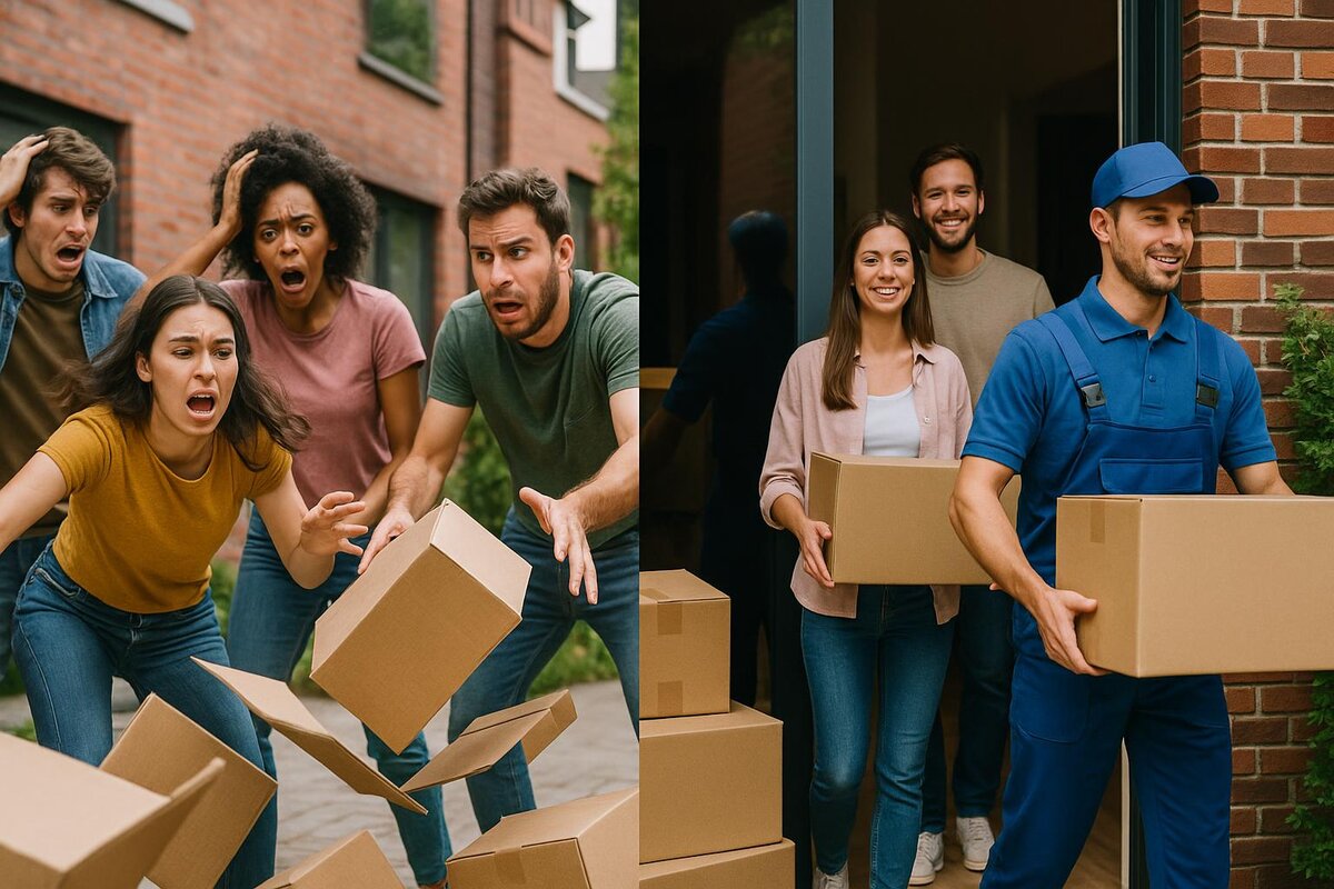 Comparison between stressful moving with friends and professional service by All Services Plus
